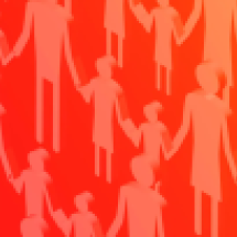 Block figures of adults and children holding hands