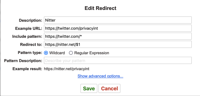 Set up extension to redirect X to Nitter