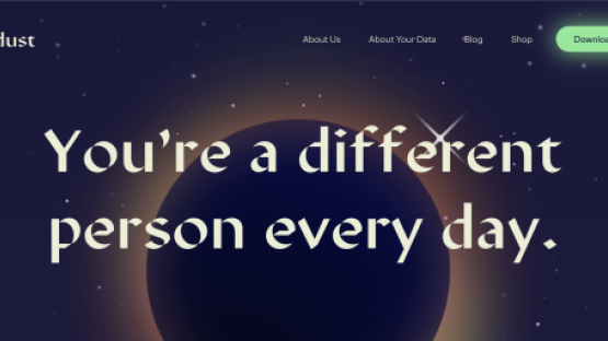 Stardust's website - in large text it reads "You're a different person every day."