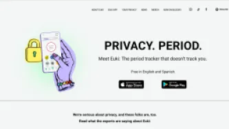 Screenshot of Euki's website - it's advertising the period app, it's headline reads Privacy. Period.